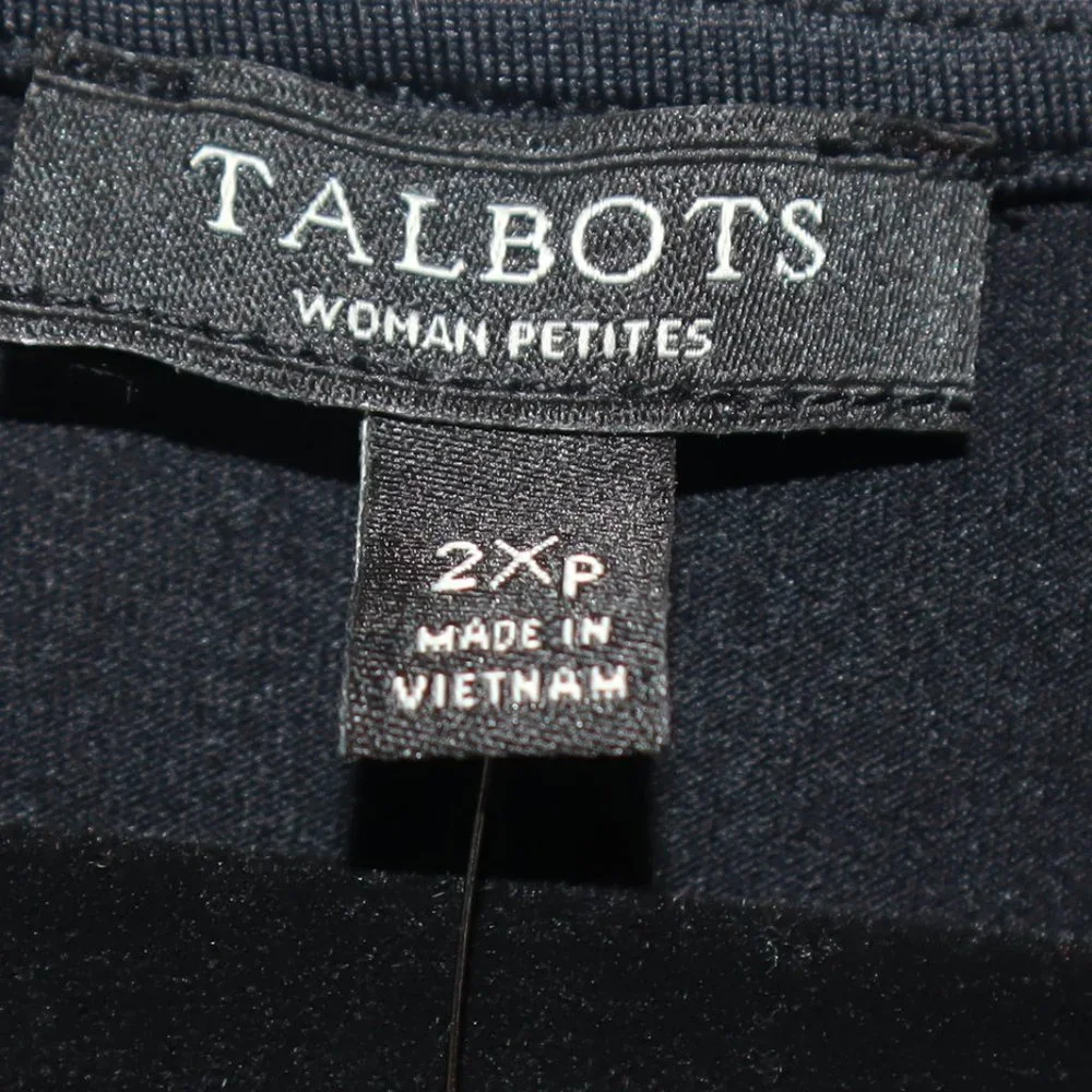 Talbots Black Short Sleeve Faux Wrap Sheath Midi Dress Women's Size 2XP-NWT - Picture 7 of 9